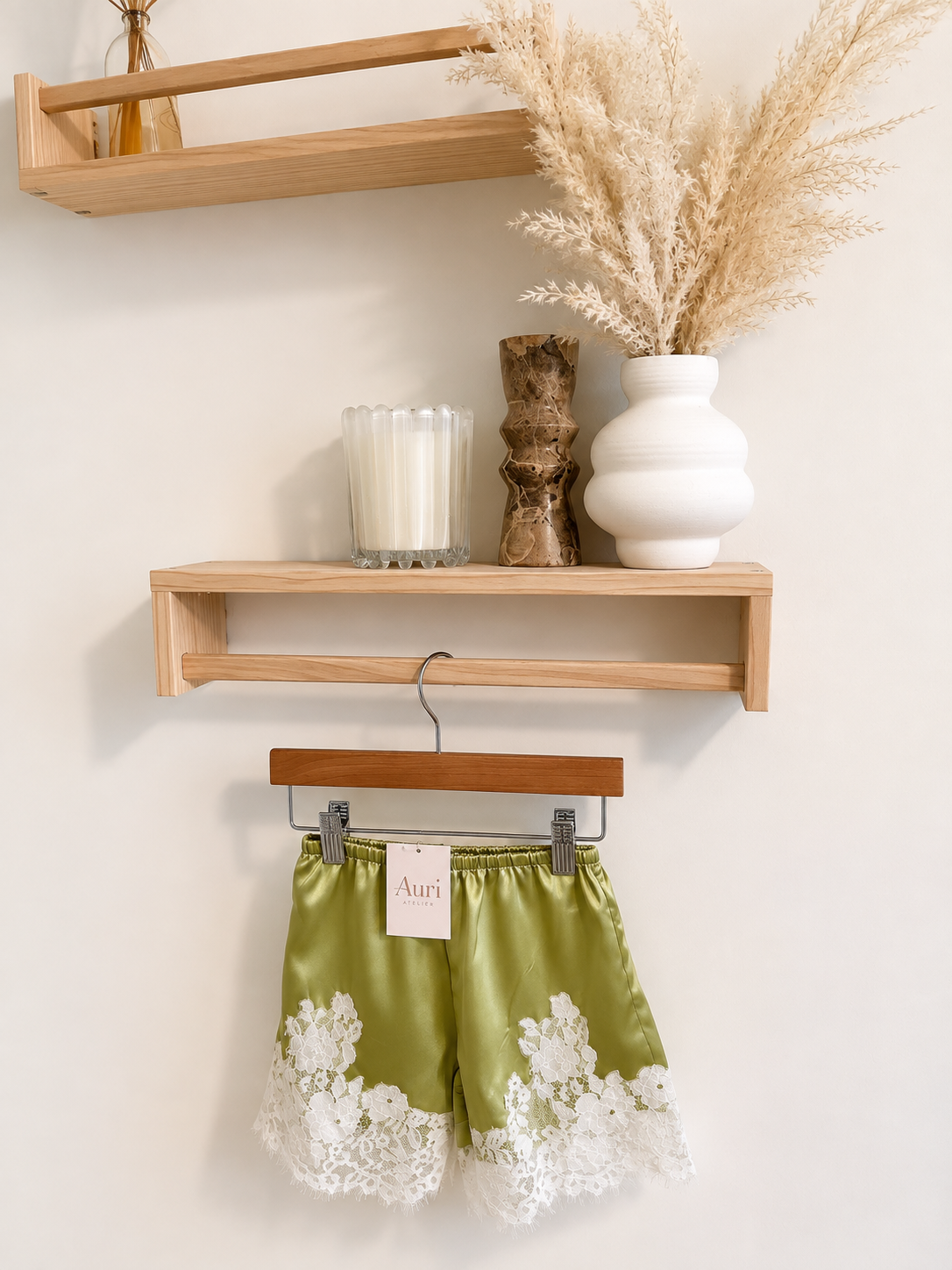 Matcha lace shorts